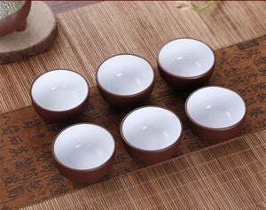 6pcs/lot Kungfu Tea Cup Puer Cups 25ml / 50ml Chinese Purple Clay Porcelain Cups