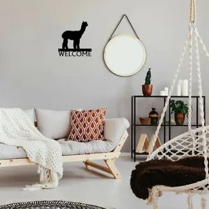 Alpaca Welcome Sign Pretty Artwork Wall Stickers Shape Decoration Pretty Artwork