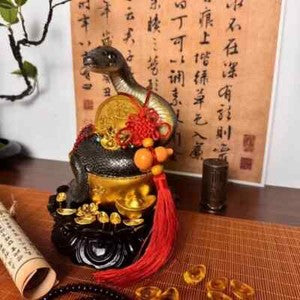 Willow Statue White Python Spirit Snake Statue Lucky Zodiac Temple Hall Mascot