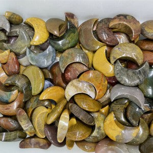 20pcs Natural Quartz Stone Gemstone Crescent Moon Shape DIY Jewelry Making 30mm