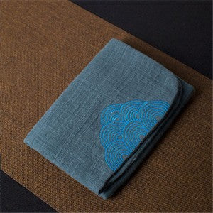 Tea Towel Cotton Yarn Absorbent Towel Tea Accessories Embroidered Double Layers