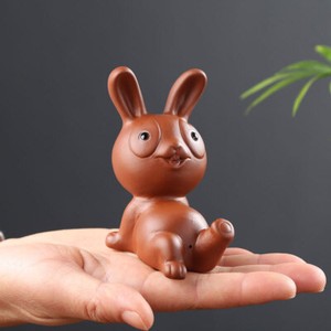 tea pet yixing zisha purple clay rabbit statue small size creative tea play new