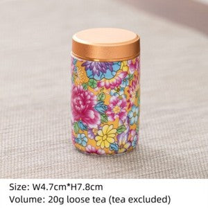 Canister With Lid Sealed Jar For Loose Tea Small Size Porcelain Floral Print New