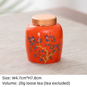 Canister With Lid Sealed Jar For Loose Tea Small Size Porcelain Floral Print New