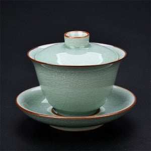 Ru Kiln Gaiwan Tea Cup Ice Crack Glaze Sky Blue Retro Sancai Kung Fu Tea Bowl
