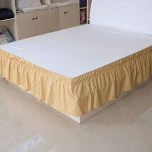 16'' Solid Elastic Bed Skirt Dust Ruffle Pleat Wrap Around Bedding Spread Cover