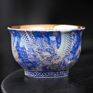 Ceramic Gilding Tea Cup Dragon Phoenix Print Master Cup 135ml Chinese Tea Cups