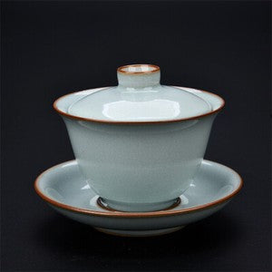 Ru Kiln Gaiwan Tea Cup Ice Crack Glaze Sky Blue Retro Sancai Kung Fu Tea Bowl