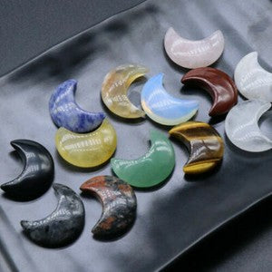 20pcs Natural Quartz Stone Gemstone Crescent Moon Shape DIY Jewelry Making 30mm