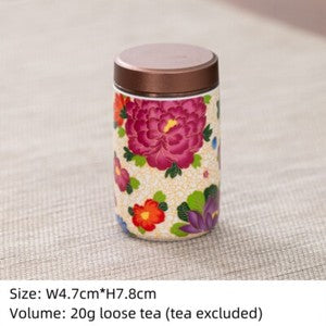 Canister With Lid Sealed Jar For Loose Tea Small Size Porcelain Floral Print New