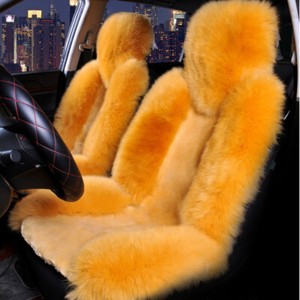 2PCS Genuine Australian Sheepskin Fur Long Wool Car Front Seat Cover Warm Winter