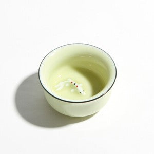 Single Teacup Fish Relief China Longquan Celadon Porcelain Cup Of Tea Master Cup