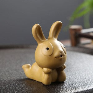 tea pet yixing zisha purple clay rabbit statue small size creative tea play new