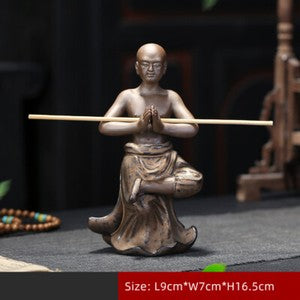 Kungfu Boy Shaolin Monk Statue Ceramic Tea Pet Home Decoration Tea Play Ornament