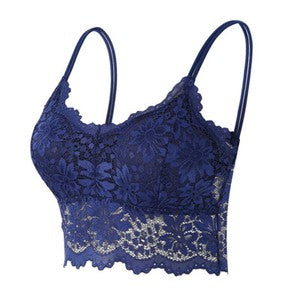 Womens V Neck Lace Bralette Bralet Bra Bustier Crop Top Camisole Cami Vest Tank