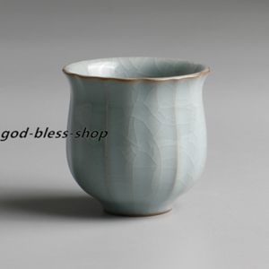 One Tea Cup Petal Design Longquan Celadon Porcelain Cup Ceramic Solid Color 80ml