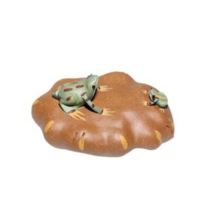 Funny Tea Pet Water Spray Zisha Purple Clay Frog On Stone Design Artware Small