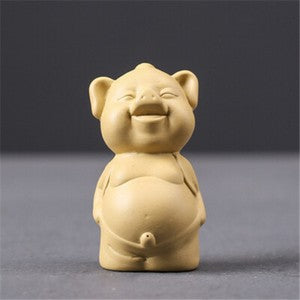 Lovely Pig Statue China Zisha Purple Clay Tea Pet Standing Pig Table Decoration