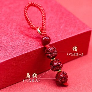 Sanhe Liuhe Taisui Cinnabar Pendant Talisman Pendant Keychain Twelve Zodiac