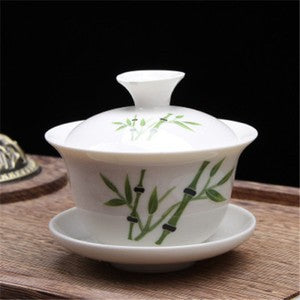 Porcelain Tureen Chinese Kungfu Gaiwan Tea Brewer Bowl Lid Cup Saucer 100ml New