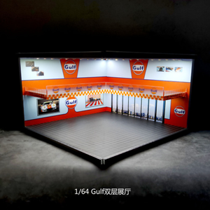 1:64 Scale Car Model Showroom LED Garage Scene Two-level Model Showroom