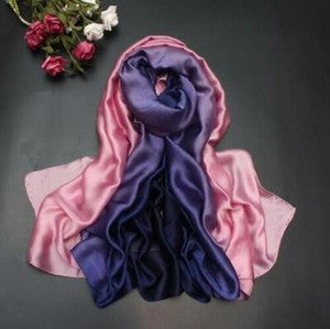 100*190cm Colorful Gradient Women Silk Scarf Shawl Belly Dance Waving Scarf Veil