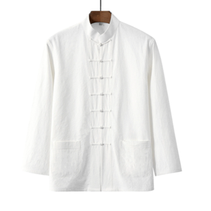 Chinese Men Tang Suit Top Frog Button Shirt Coat Tai Chi Kung Fu Martial Arts