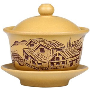 Original Ore Yixing Zisha Gaiwan Handmade Tureen Hand Carved Cup Bowl Saucer Lid