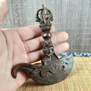 China Antique Bronze Tibetan Nepalese Dragon Vajra Tomahawk Collect Vajra Pestle