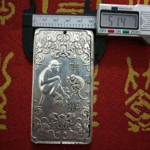 1PC Tibetan Silver Tibet Statue Chinese Zodiac Amulet Thangka Feng shui