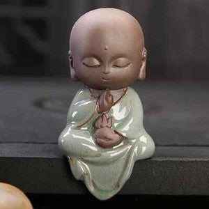 Cute Guanyin Tea Pets Ceramics Buddha Little Monk Boutique Small Home Decor