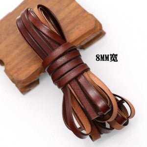 Coffee Genuine Real Leather Flat Cord DIY Crafts Strap Rope String Bracelet Long
