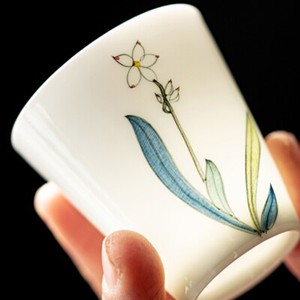 One Tea Cup Handpainted 45ml Porcelain Master Cup Floral Handmade Kungfu Teacups