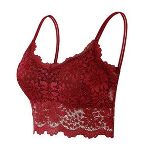 Womens V Neck Lace Bralette Bralet Bra Bustier Crop Top Camisole Cami Vest Tank