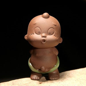 Chinese Brother Kiln Creative Tea Pet Pee Doll Statue Purple Clay Ornament
