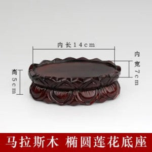 Guanyin Maitreya Lotus Oval Buddha Statue Vase Bonsai Home Decor Solid Wood Base