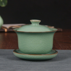 200ml Chinese Ceramic Gaiwan Kiln Crackle Glaze Tureen Kung Fu Tea Set Tea Cup