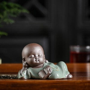 On Sales Porcelain Tea Pet Monk Statue Small Size Table Ornament Decoration New