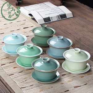 180ml Gaiwan Open Film Cover Bowl Longquan Celadon Kungfu Pot Tea Bowl Tea Cups