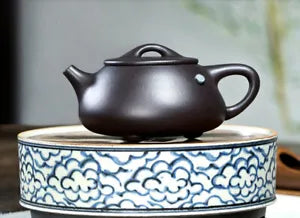 250cc chinese Yixing Handmade Zisha Black clay Teapot Shi piao Hu Tea Pot