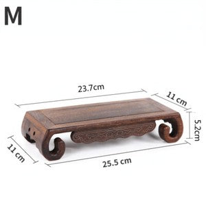 Wooden Display Stand Rectangle Base for Flower Vase Teapot Stone Home Decor