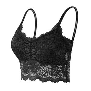 Womens V Neck Lace Bralette Bralet Bra Bustier Crop Top Camisole Cami Vest Tank