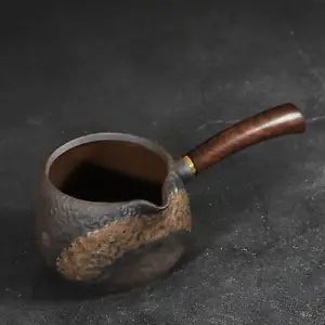 Coarse Ceramic Tea Pitchers Wooden Handle Accessories