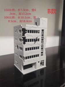 Railway Scenery City Ruin Building Abandoned Tall Office Scenes Model Toy