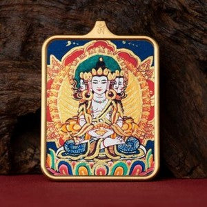 Tibetan Thangka Pendant Lhamo Jambhala Green Tara Amulet Car Hang Buddhist Charm