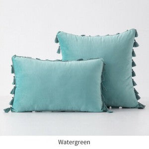 Tassel Velvet Sofa Pillow Cover Solid Plush Sofa Cushion Cover Fringe Pillowcase