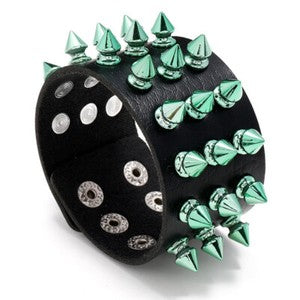 Gothic Punk Rock Skull & Spikes Leather Cuff Bracelet Studded Wristband Bold