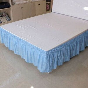 16'' Solid Elastic Bed Skirt Dust Ruffle Pleat Wrap Around Bedding Spread Cover
