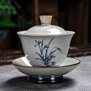 170ml Blue and White Ceramic Handpainted Gaiwan Tea Brewing Bowl Kung Fu Teaware