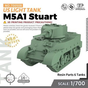 SSMODEL SS508 1/200/350/700 Military Model Kit US M5A1 Stuart Light Tank